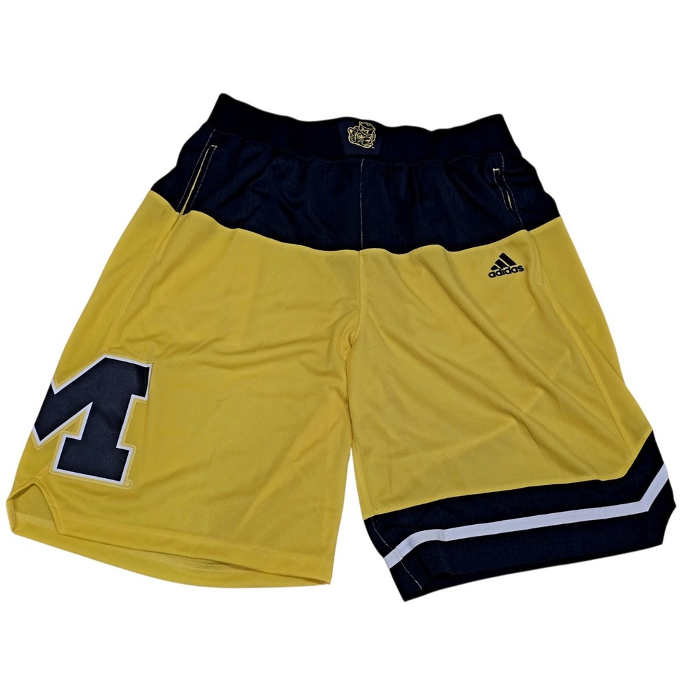 Adidas Michigan Wolverines Basketball Shorts Mens L Team Issued Maize Navy NCAA